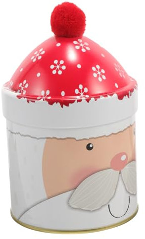 ULDIGI Christmas Candy Jar with Lid Cute Santa Hat Storage for Sweets Treats and Snacks Decorative Container for Boys and Girls Parties and Holiday Gifting