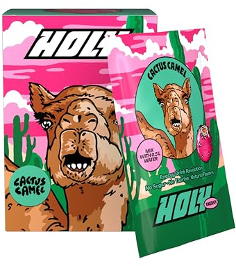 HOLY Energy Drink Powder 'Cactus Camel' – Cactus Fig - Tasting Box 10 Servings Booster with Caffeine (NewCaff) & Green Tea Extract - Sugar-Free & Vegan with 100% Natural Fruit Flavours