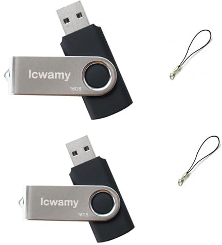 lcwamy 16GB USB Stick 2 Pack Bulk Flash Drive USB Drive Swivel USB Flash Drive Thumb Drive 2 Pack USB2.0 Flash Drive 16GB