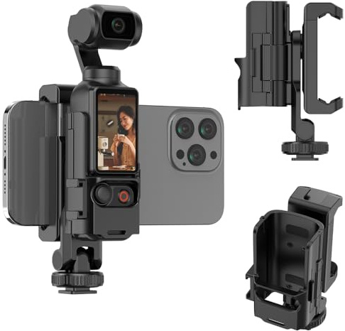 BeisDirect Phone Holder For DJI Osmo Pocket 3 Cell Phone Teleprompter Holder with 1/4” Screw Mount Cold Shoe Expansion Protective Bezel for Osmo Pocket 3 Accessories