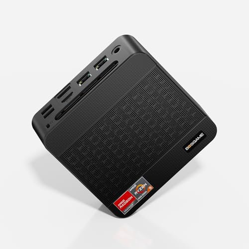 BOSGAME P4 Plus Gaming Mini PC Ryzen 7 5825U (Upgraded 5700U), 16GB RAM 512GB SSD Dual NIC LAN 2.5GbE Desktop Computers, Triple 4K Display, WiFi 6E, USB3.2, USB-C, BT 5.2, DP, HDMI 2.0