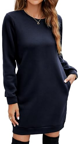 YUTILA Sweatkleid Damen Pulloverkleid Langarm Herbst Winter Freizeitkleid