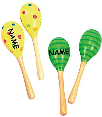 alles-meine.de GmbH 2 TLG. Set Maracas/Rumba-Rasseln - incl. Name - aus Holz - für Kinder & Erwachsene - Perkussion - Rasseln/Holzrasseln - Musikintrument/Instrument - Mu..