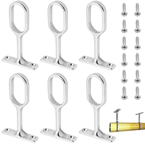 EORPAVU Tringles 6 pièces tringles à vêtements de garde-robe supports de tringle à rideau, supports de tringle à rideau avec vis, roulements de tringle à vêtements, cintres de tuyau de placard