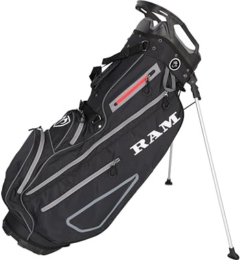 Ram Golf 9 Lightweight Stand Bag, Black/Red