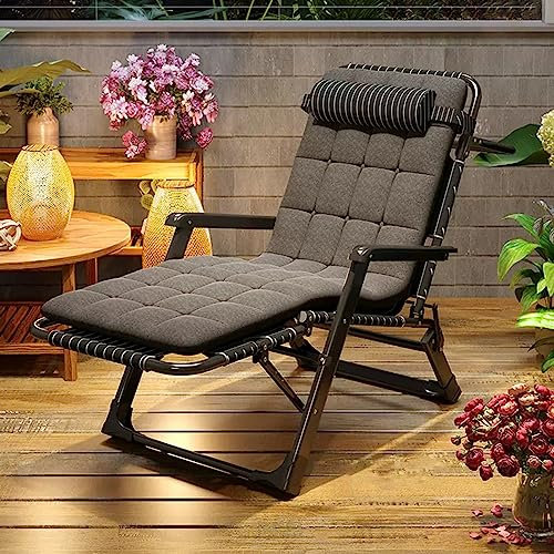 SZITW Liegender Loungesessel, Verstellbarer Loungesessel für den Außenbereich, entspannender Liegestuhl aus Metall für die Terrasse mit abnehmbarem, weichem Kissen, Verstellbarer Kopfstütze