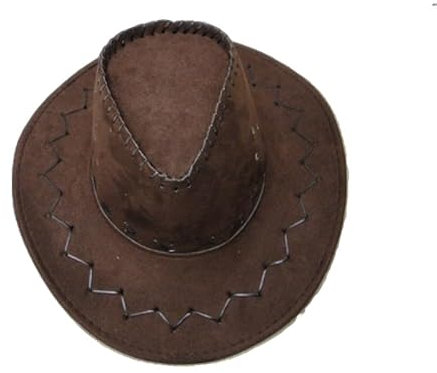 WickedFun® Brauner Cowboyhut in Lederoptik, für Damen und Herren, Deluxe, breite Krempe, Unisex, Erwachsene, texanischer Cowgirl-Hut, Kostümparty-Zubehör