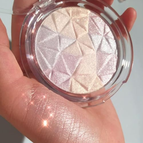 KARLOR Highlighter Palette, Mischfarben Gesicht Highlighter Puder Kristall Highlighter Make up Highlight Powder Diamant Champgner Golden zart verteilbar hochpigmentiert Glitzer Gesicht Schimmer 01#