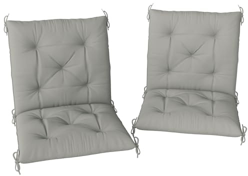 Outsunny Set of 2 Garden Chair Cushions 50W x 98L x 8D cm Comfortable Seat Pad with Backrest for Sunbeds, Rocking Chairs, Loungers for Outdoor & Indoor Use, Light Grey
