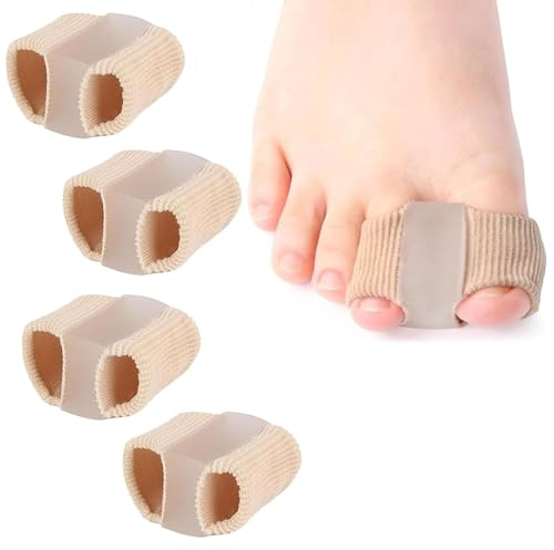 Junjie 4 Stück Hallux Valgus Korrektur,Hallux Valgus Korrektur Silikon, Überlappende Zehen Zehenspreizer, Hammerzehen Korrektur, Frauen und Männer (4PCS, L)