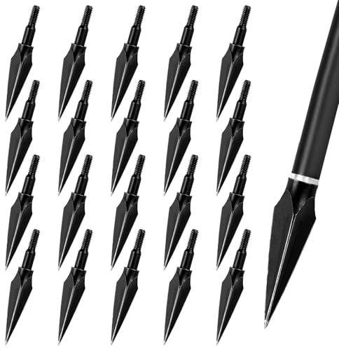 SERfawnCH 20 Flèches de Chasse Traditionnelles 125 Grains pour Arbalète Arc Classique et à Poulies Accessoires Extérieur Acier