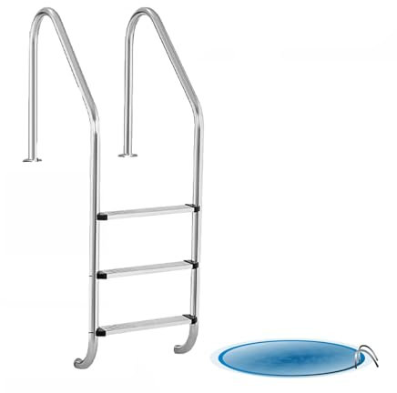 Scaletta for Piscina, Gradino For Piscina Resistente, Gradini For Piscina Inclinati Fuori Terra, Stabili E Semplici Da Usare(3Step)