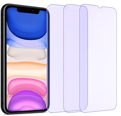 Protector de pantalla antiluz azul HD para iPhone 11 [3 unidades] | Anti-fatiga visual, ultra transparente, autorregenerante, antiburbujas | Kit de montaje incluido | Protección Smartphone