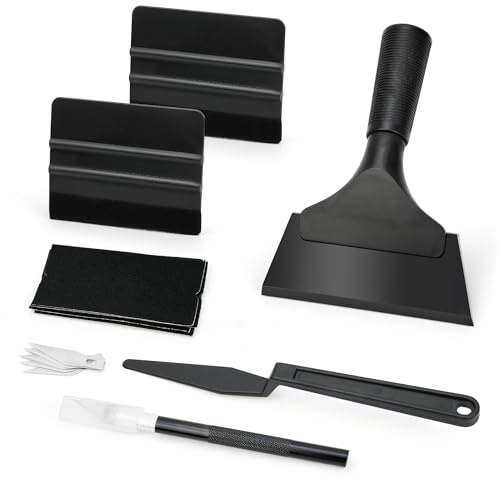 Professional Auto Film & Wrap Tools Kit: Squeegee, 5 Mirocrofiber Felts, Film Tuck Tool, Precision Cutter & Blades, for Vinyl Wrap, Window Tint, PPF, Decals Application