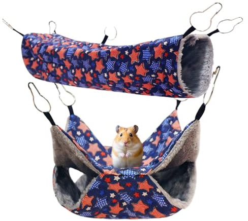 Hamaca para hámster - Hamacas para mascotas pequeñas | 2 piezas de hamaca para ardilla | Cama acogedora para mascotas de razas pequeñas, jaula para el hogar, erizo, animales pequeños, ratones, sala