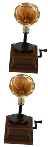 Hemobllo 2 Pièces Mini Phonographe Décoratif Rétro Simulation Modèle Phonographe Ornement de Table Artistique pour Maison Bureau Fête Noël