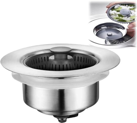 3 In 1 Kitchen Sink Drain Strainer,Bounce Kitchen Sink Plug Replacement,Anti-Clogging Drain Strainer Plug,Universal Sink Stopper For Kitchen,Electroplating Sink Drain Strainer To Prevent Odors