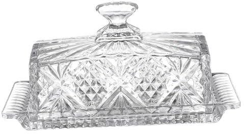 UKCOCO Mantequera de Vidrio Rectangular con Tapa Contenedor Elegante para Mantequilla y Snacks Almacenamiento de Cocina Transparente y Duradero para Hotel y Hogar