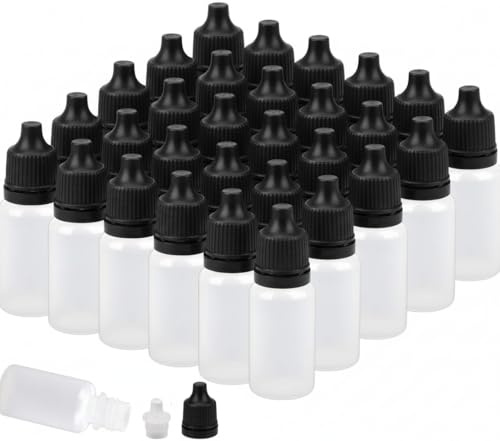 Parfumlism Depotting Makeup Containers 15ml Plastic Dropper Bottles – 50pcs Black Cap Leakproof Bottles for Facial Oils, Eye Drops, Craft Paints