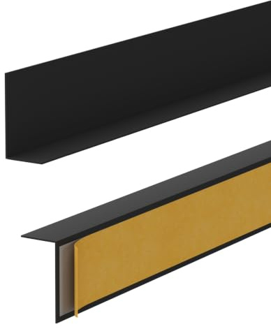Quest Sockelleiste Hart-PVC 35x18 mm selbstklebend - Schwarz, 200 cm | Robuste Fußleiste und Bodenleiste, feuchtigkeits- & UV-beständig, Montage ohne Bohren, für Bad, Küche & Flur