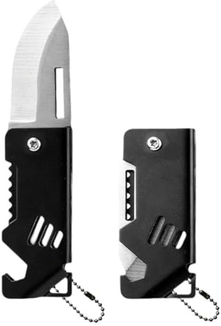 LAKJUOZ Mini Taschenmesser Schlüsselanhänger, Edelstahl Outdoor Klappmesser Klein, Zweihand Mini Messer Schlüsselbund, Geschenk Für Männer Frauen