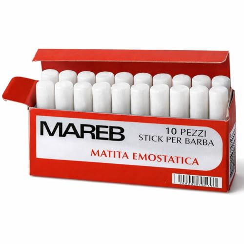 Mareb Stick Emostatico per Barba Matita Emostatica Post Rasatura per Piccoli Tagli Viso e Collo Uso Professionale e Domestico Varianti 10 o 30 Pezzi (10 Pezzi – Mareb Stick Emostatico)