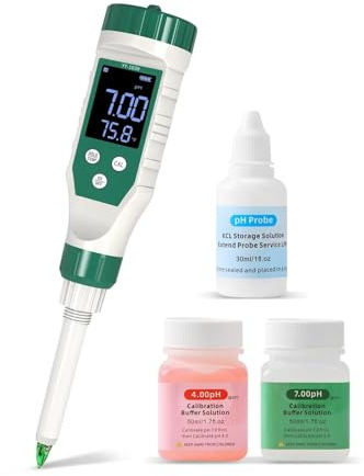 MNMIOIO Boden-PH-Tester, Lebensmittel-pH-Meter 0,00~14,00 Professioneller intellinter pH-Monitor-Tester Digitaler Säurehalt von Käse, Fleisch, Teig for Brotkonservenwasser(Orange)