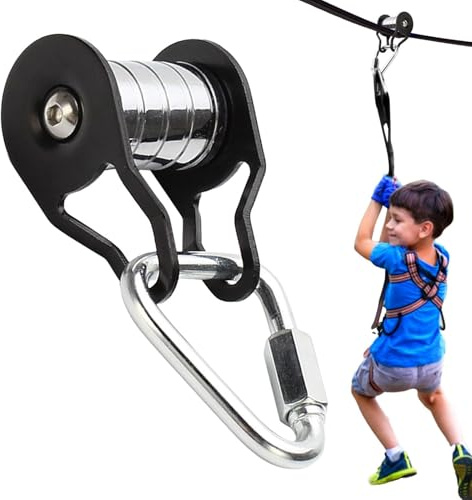 Slacklines Seilrolle Set | Ziplines Slider Pulley Umlenkrolle | Robuste Aluminium Seilrutsche Mit Karabiner | Outdoor Kletter Zubehör Für Ninja Parcours Garten