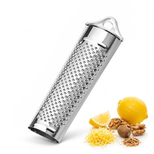 Nutmeg Grater, Ginger Hand Grater Stainless Steel Kitchen Grater, Multi-Purpose Cheese Grater for Nuts Lemon Zest Handheld Tool, Reusable Food Preparation Tool for Adults, Silver
