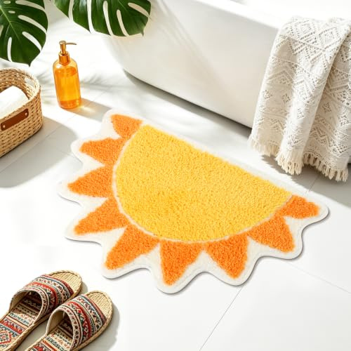 Alutaba Badezimmerteppich Boho Sonne 50 × 80 cm aus Mikrofaser Badematte | Ultraweich, saugfähig, rutschfest maschinenwaschbar mit TPR-Rückseite, ideal für Bad, Dusche, WC, Waschbecken und Eingang