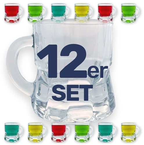Gravidus Schnapsglas Schnapsgläser Schnaps Stamper Kurze Glas mit Henkel 2cl (12 Stück)