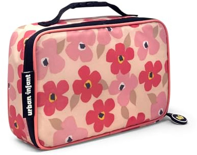 Urban Infant Yummie Kids Lunch Box Insulated Bag - Toddler Boys and Girls – Perfect for Daycare Preschool Travel Snacks – Allergy Alert Cards - Fits Bento Boxes - Poppies