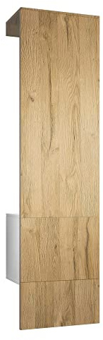 Vladon Carlton Hallway Set 5, Set di contenitori per corridoi con 1 Pannello Appendiabiti con Anta incorporata e 1 Asta Appendiabiti, Bianco Opaco/Rovere Naturale (52 x 193 x 35 cm)