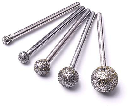 Atoplee Diamant-Schleifbit 36# Diamant montierte Spitze beschichtet Course Burrs Set Fits Rotary Tools,Diamond Tools Set für Schmuck,Glas,Stein,Metall(Large Coarse,5pcs)