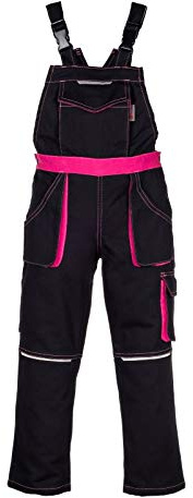 Nizo B KINDERLATZHOSE IN SCHWARZ PINK Mädchenhose Jungenhose Jungen Gartenhose Freizeithose Latzhose Kinder Arbeitshose Kinderhose MÄDCHEN Hose Unisex
