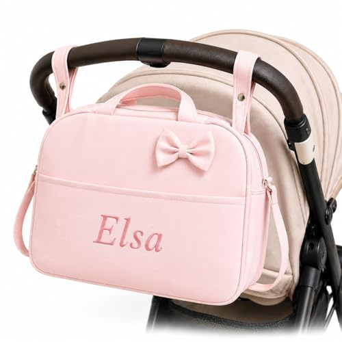 Bolso Carro Bebe Personalizado Impermeable Mochila Silla Paseo 40x27x20 | Personalizado con el nombre del bebé, impermeable y de gran capacidad para llevar todo organizado en cada paseo
