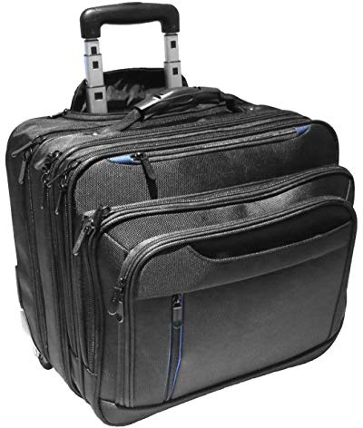 Pilotentrolley Pilotenkoffer Aktentrolley Aktenkoffer Koffer Trolley Groß 43 cm Schwarz Dermata Bowatex