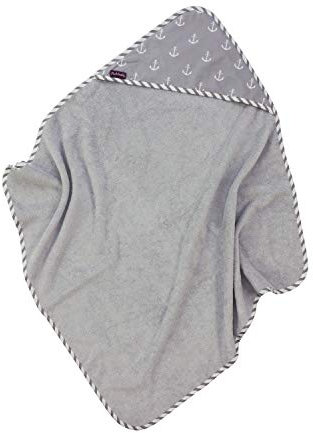 Puckdaddy Greta | Anker-Motiv | Kapuzenhandtuch 80x78 cm | 100% Baumwolle & Frottee | Oeko-Tex geprüft | Kinder Badehandtuch mit Kapuze | Weicher und saugfähiger Bademantel für Jungen und Mädchen