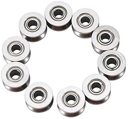 10 Stück U624ZZ Kohlenstoffstahl U Nut Kugellager Führungsrolle für Schiene lineares Bewegungssystem 4 x 13 x 7 mm