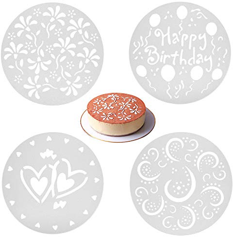 KSTEU Strumento di Decorazione Stampo per Torta, 4 pezzi di torta stampi,Stampini spray a forma di cuore a forma di fiore per biscotti torte di compleanno,Stampo Strumenti da Forno Fai da Te