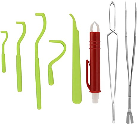 heresell Tick tweezers for dogs and cats, tick tweezers, professional tick hook, tick tweezers set, 8 pieces, tick remover set, including tick tweezers, ticking hook, pen-shaped round clip, X-frame