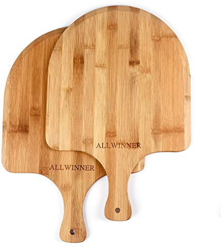 ALLWINNER Pizza Peel 12 Inch, 2 Pack Bamboo Pizza Paddle, Wooden Pizza Peels for Making Pizza, Pizza Bread Pie Cutting Board for Kitchen