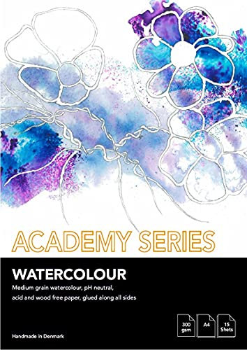 PLAY-CUT Academy Series Aquarellpapier A4 (Weiß) | Aquarellblock 180g/m2 mit 20 Blättern Aquarell Papier | Malblock Din A4 | Watercolor Block für Aquarellfarben, Weiss