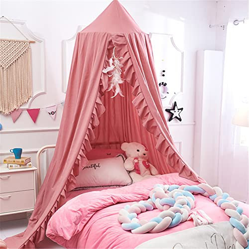 Betthimmel für Kinder, Baby Baldachin Hängen Moskitonetz Bett Vorhang Kinder Prinzessin Spielen Zelte für Kinderzimmer und Schlafzimmer (Bohnenpaste Pulver)