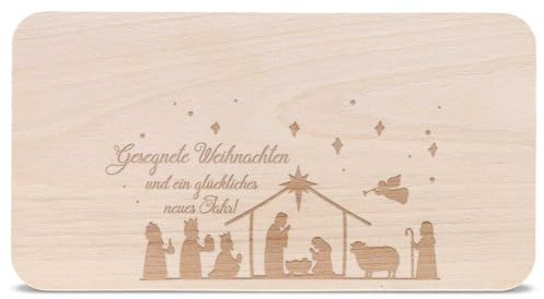 GRAVURZEILE Frühstücksbrettchen aus Holz mit Gravur - Gesegnete Weihnachten - Weihnachtsdeko - Geschenke für Kinder Jungen und Mädchen - Zu Weihnachten als Geschenk zum Wichteln und Nikolaus