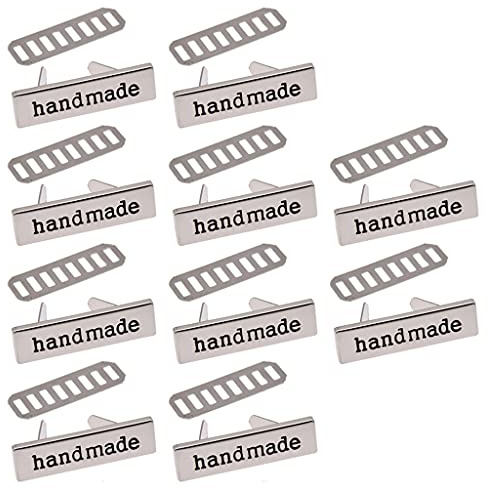 SUNPRETTY Handgefertigte Etiketten aus Metall, für Kleidung, Jeans, Schuhe, Taschen, Kleidung, rechteckig, handgefertigt, 10 Stück