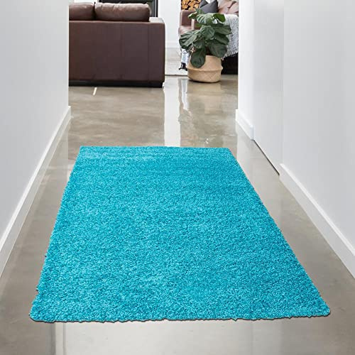 CARPETIA Spaghettimatta gosig varm i turkos storlek 80 x 150 cm