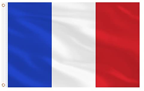AhfuLife Grande Drapeau Francais 90x150cm, 1Pcs Drapeau France Double Face avec 2 œillets en Laiton en Polyester pour Célébration Eurovison 2025 Tournoi Rugby Fête Nationale Euro Foot Match
