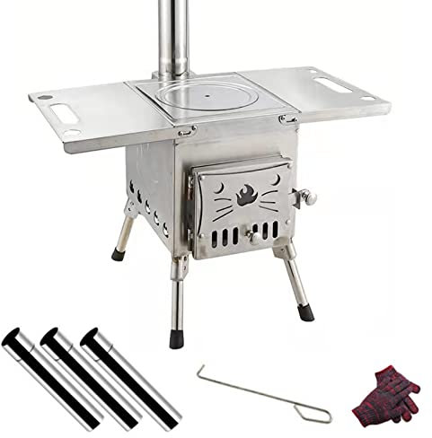 JIAOCKJIAO Poêle à Bois Portable Pliable,Réchaud de Camping en Acier Inoxydable,Petit réchaud à brûleur pour Cuisine en Plein air,Chauffage,préparation aux urgences (Color : Silver, Size : 21CM)