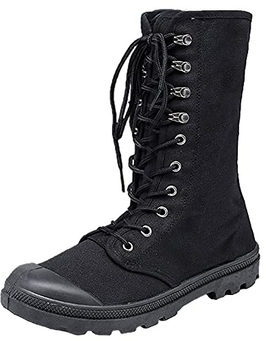 ANUFER Men's Fashion Ankle High/Mid Calf Desert Boots Lace-Up Outdoor Canvas Shoes